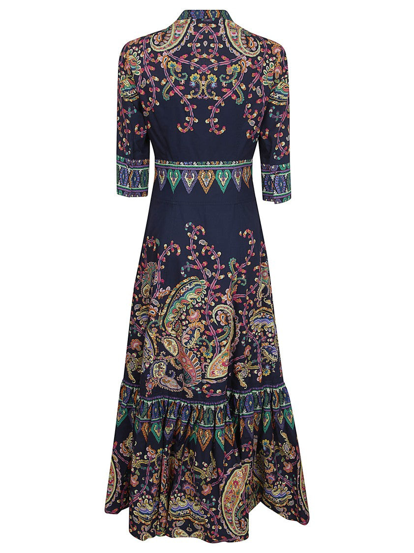 Etro Pure Cotton Poplin Fit-And-Flare Floral Paisley Dress