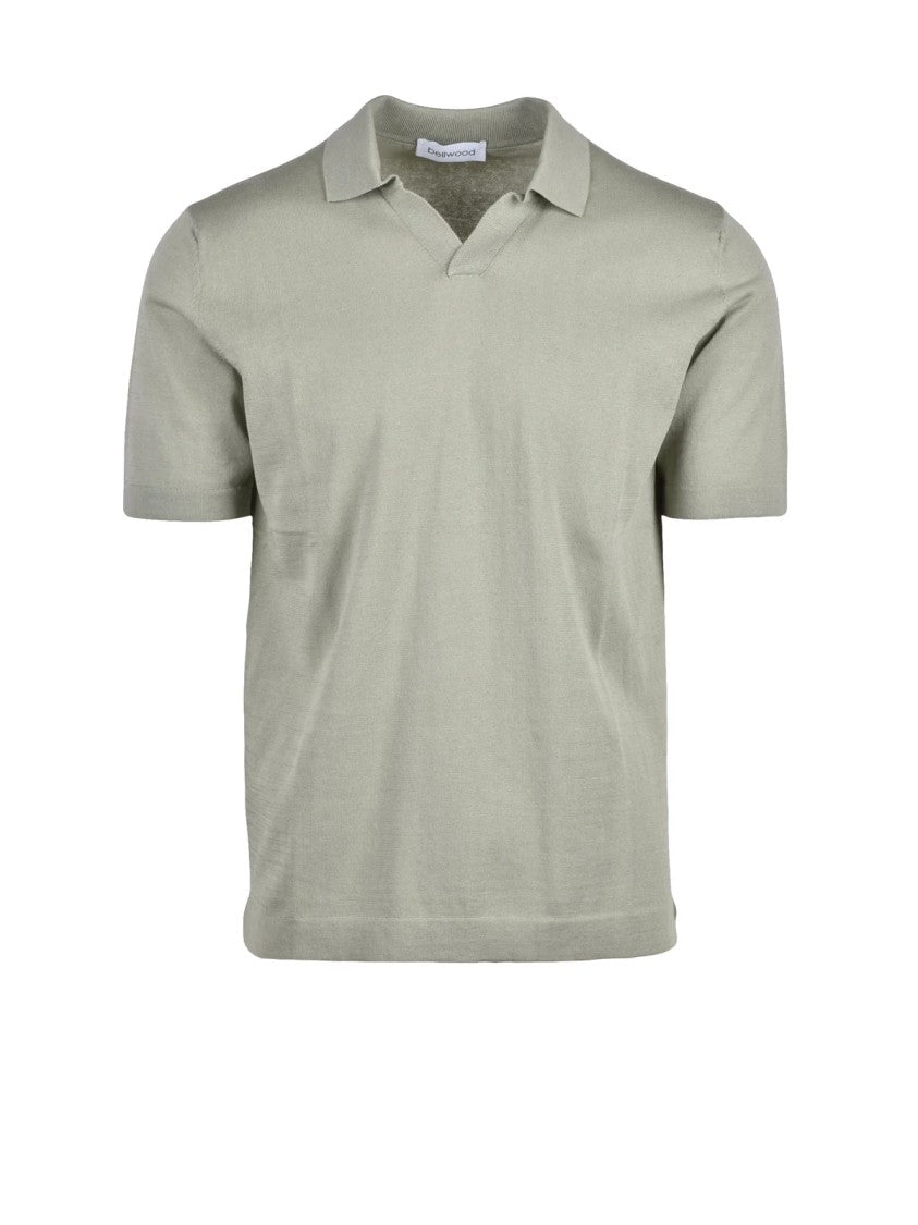 Bellwood Sage Green Relaxed Fit Brushed Cotton Knit Polo Shirt