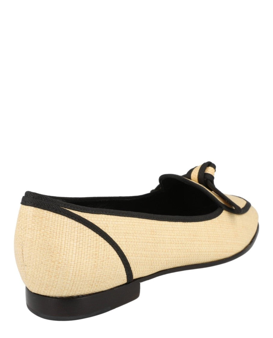 Alexandre Birman Grosgrain-Trim Raffia Loafers