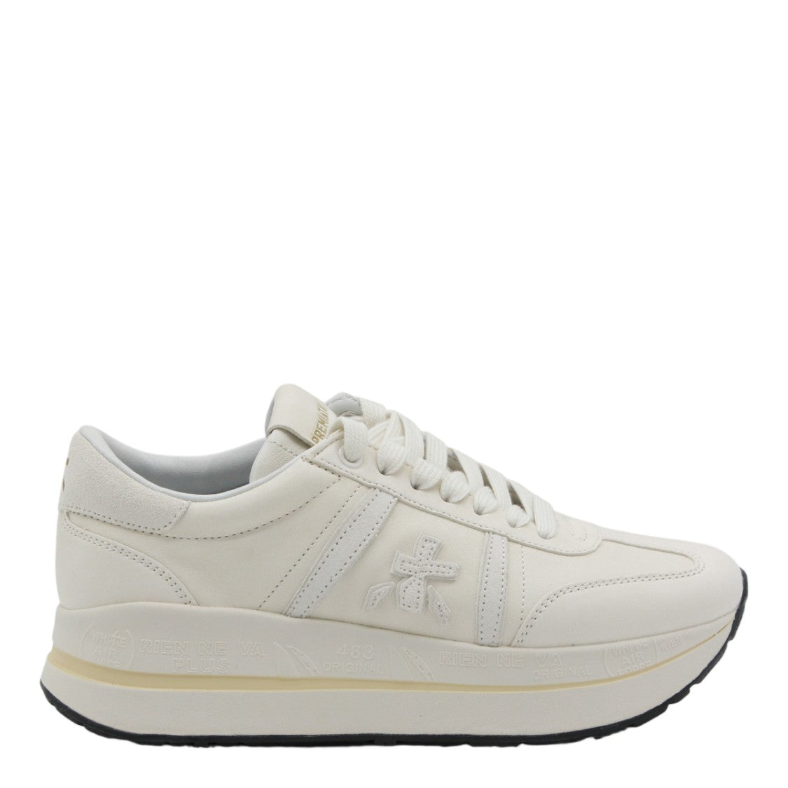 Premiata Smooth Leather Sneakers With Tonal Stitching