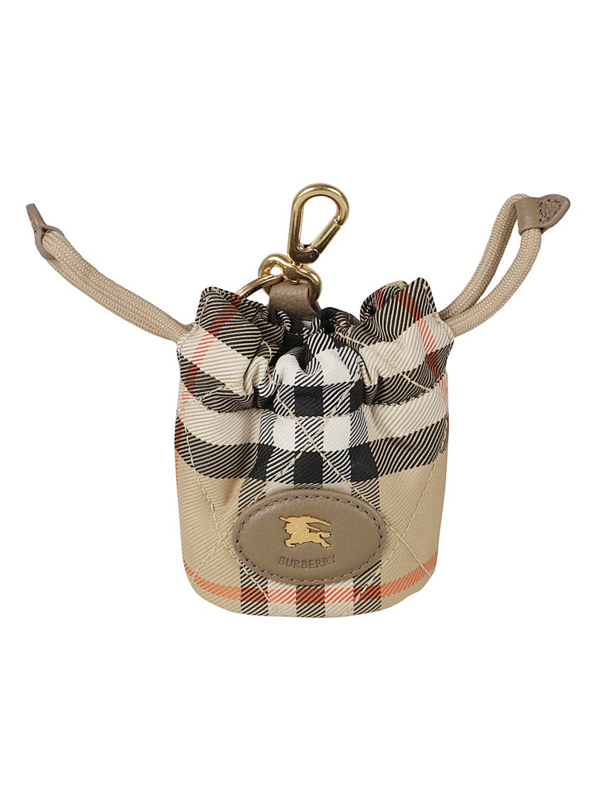 Burberry Quilted Drawstring Pouch With Classic Check Pattern