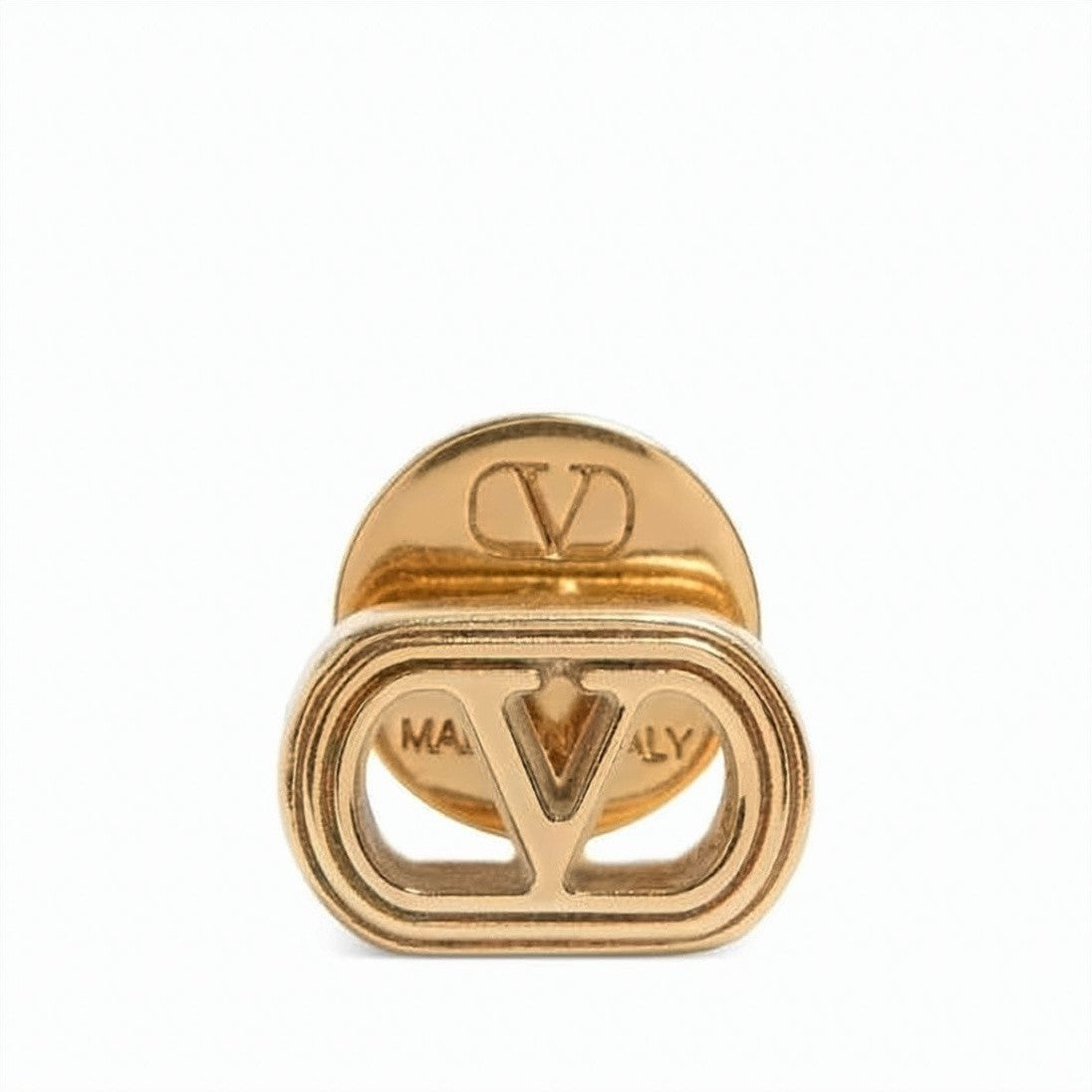 Valentino Garavani Polished Brass Oval Stud Earrings