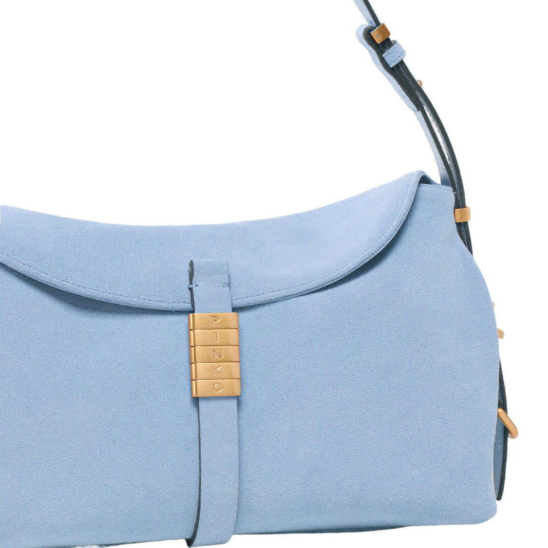 Pinko Suede Leather Handbag With Flap Closure