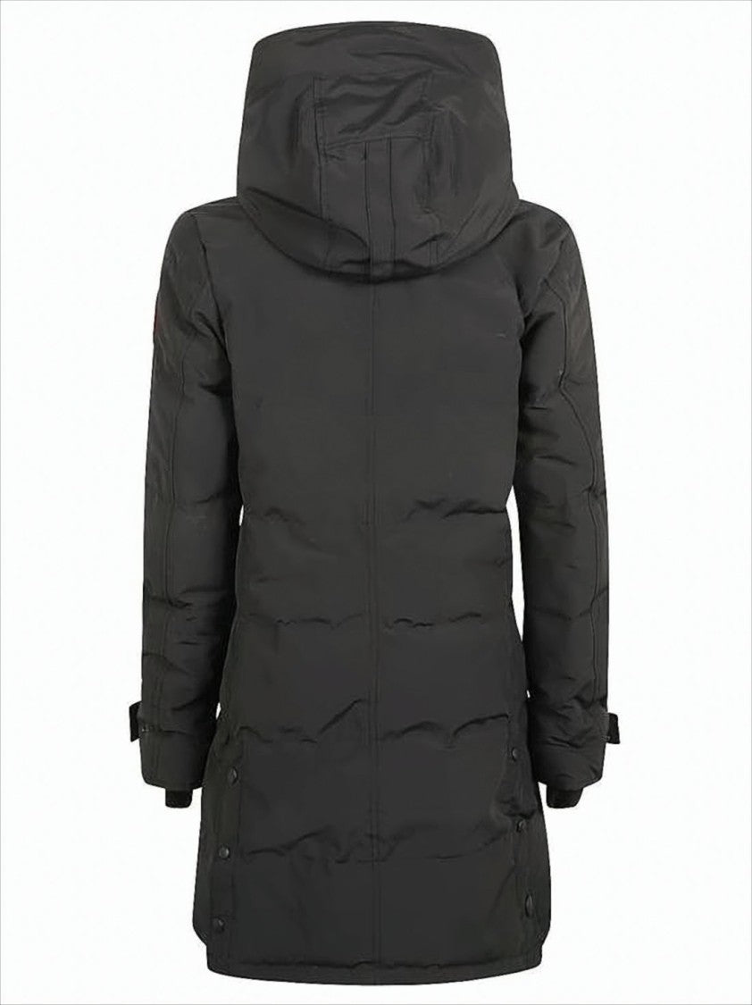Canada Goose Mid-Length Padded Coat With Detachable Hood And Quilted Design