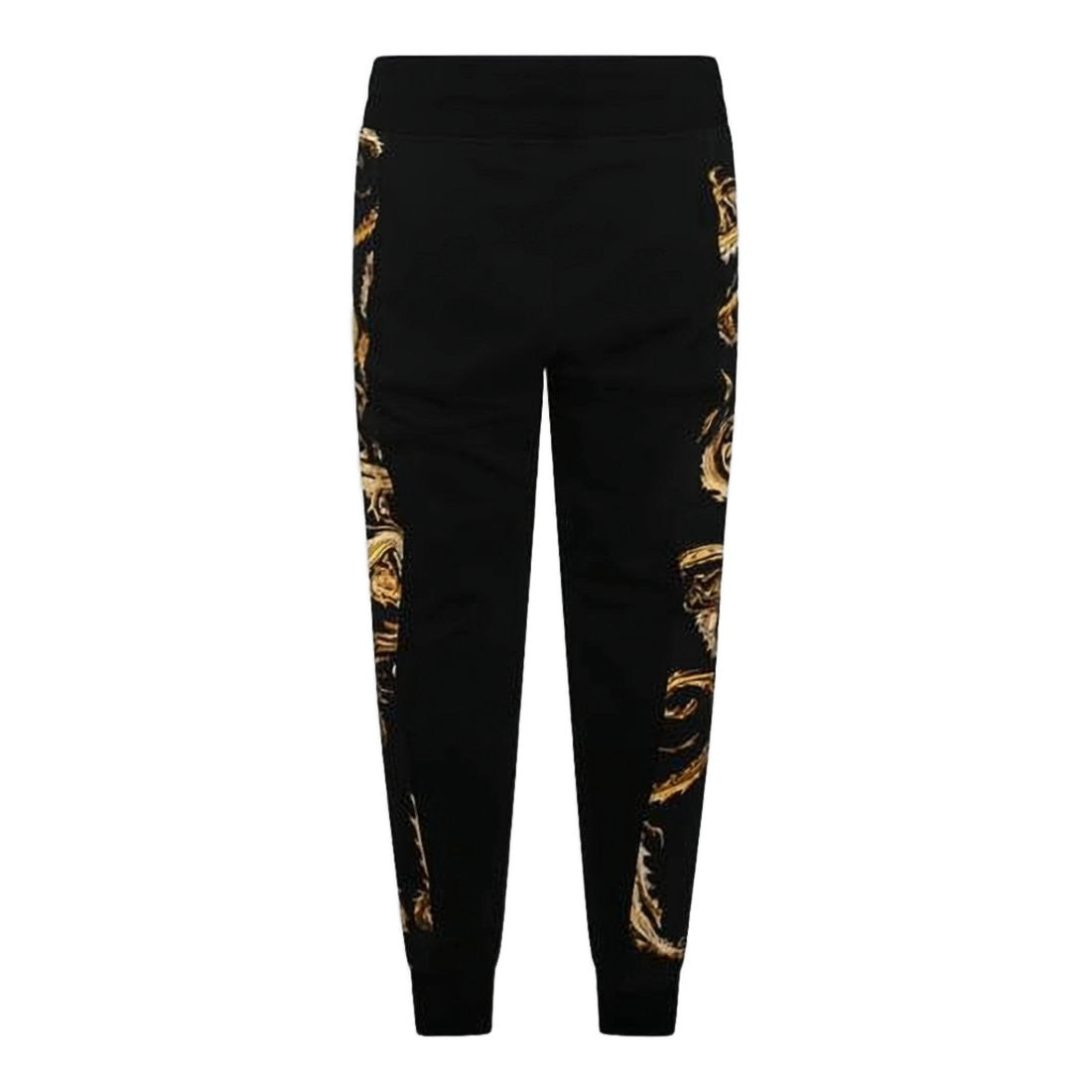 Versace Baroque-Patterned Black Jogger Pants With Drawstring Waist