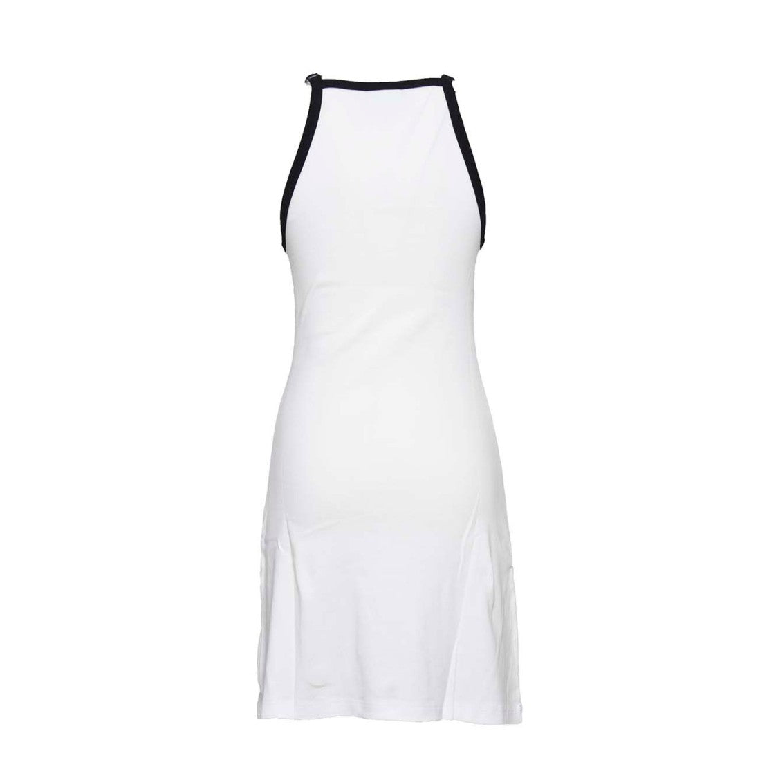 Courrèges White Cotton Buckle Short Dress With Contrast Trim