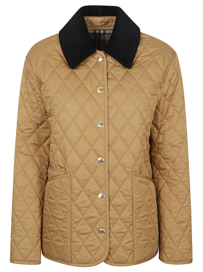 Burberry Nylon Quilted Corduroy Collar Jacket