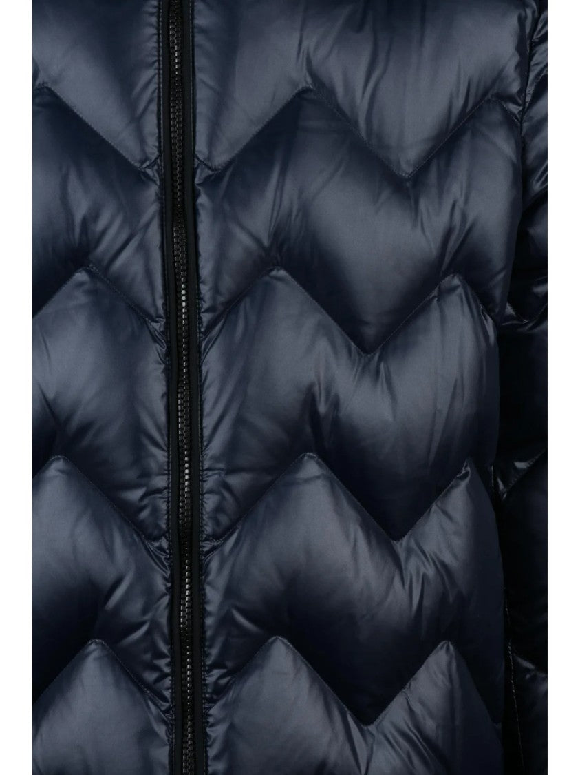 Peuterey Chevron Quilted Down Jacket With Glossy Finish And Hood