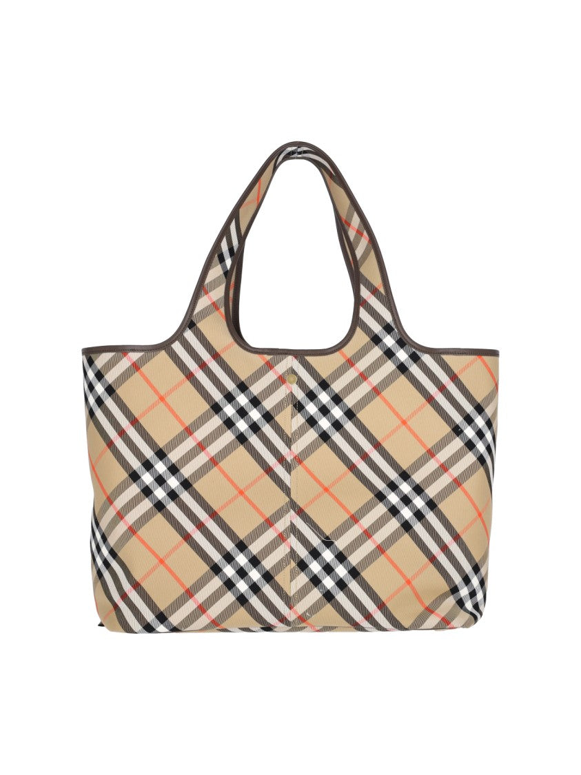 Burberry Check' Medium Tote – Beige