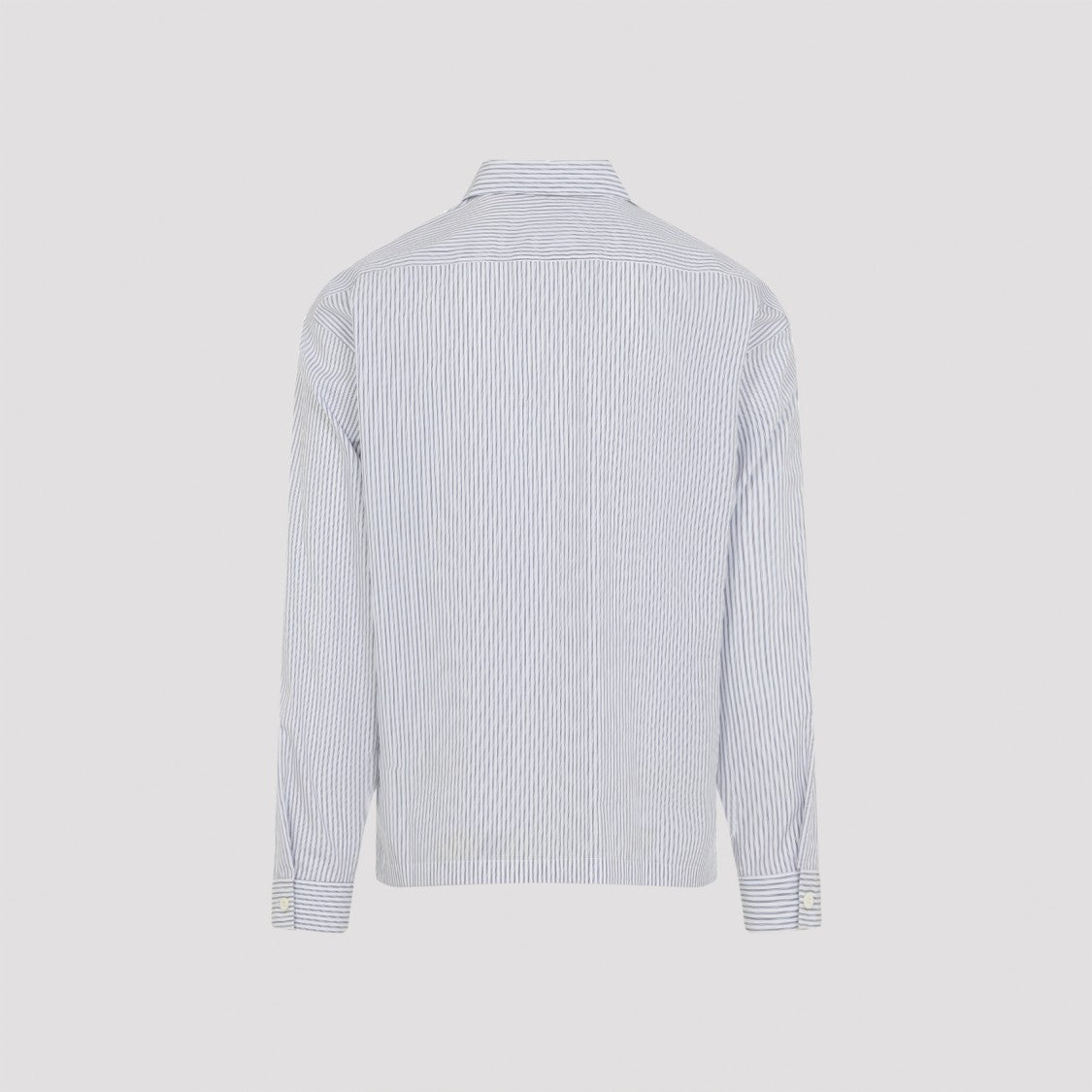 Prada Vertical Striped Cotton Shirt With Front Zipper Closure