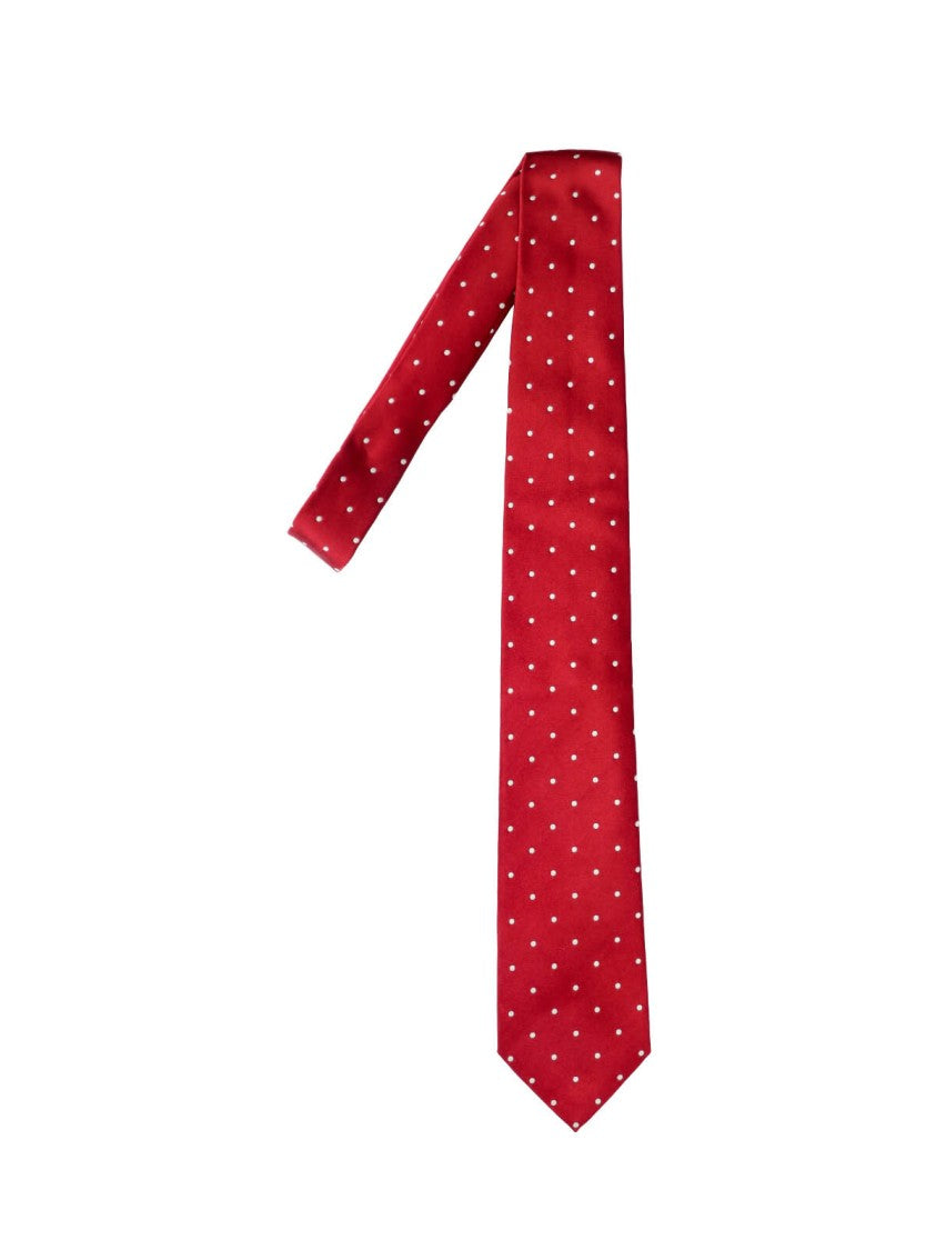 Tom Ford Sleek Narrow Red Tie With Polka Dot Pattern
