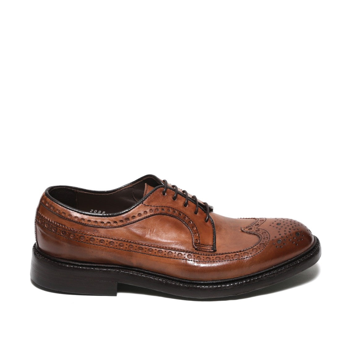 Green George Leather Derby Shoe With Swallowtail Design