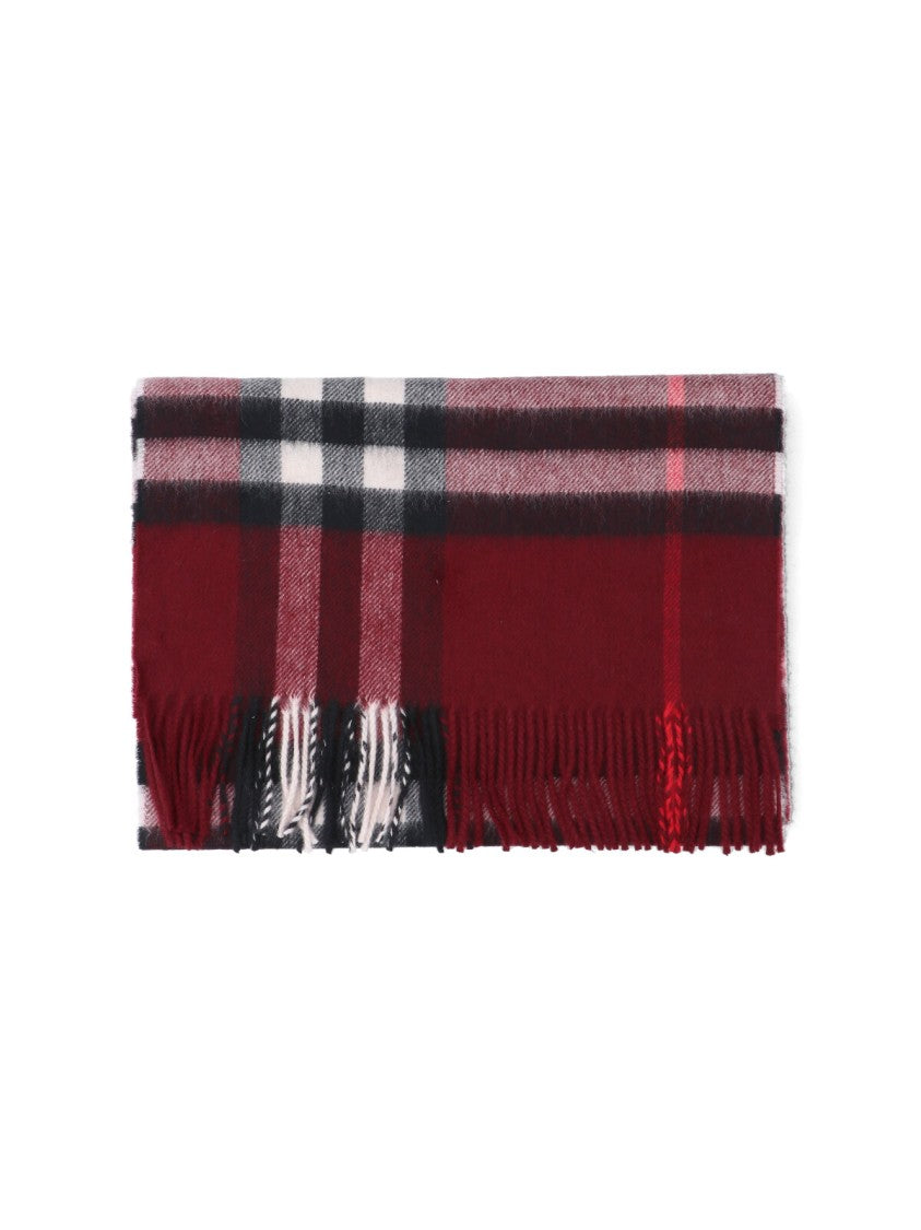 Burberry "Check" Scarf, In Red Brushed Cashmere, Bordeaux Shade