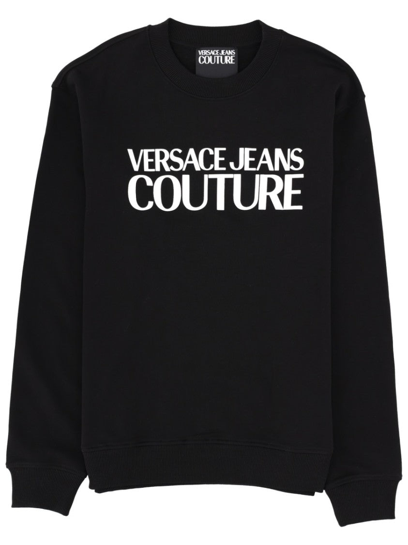 Versace Jeans Couture Crewneck White Chest Logo Cotton Sweatshirt
