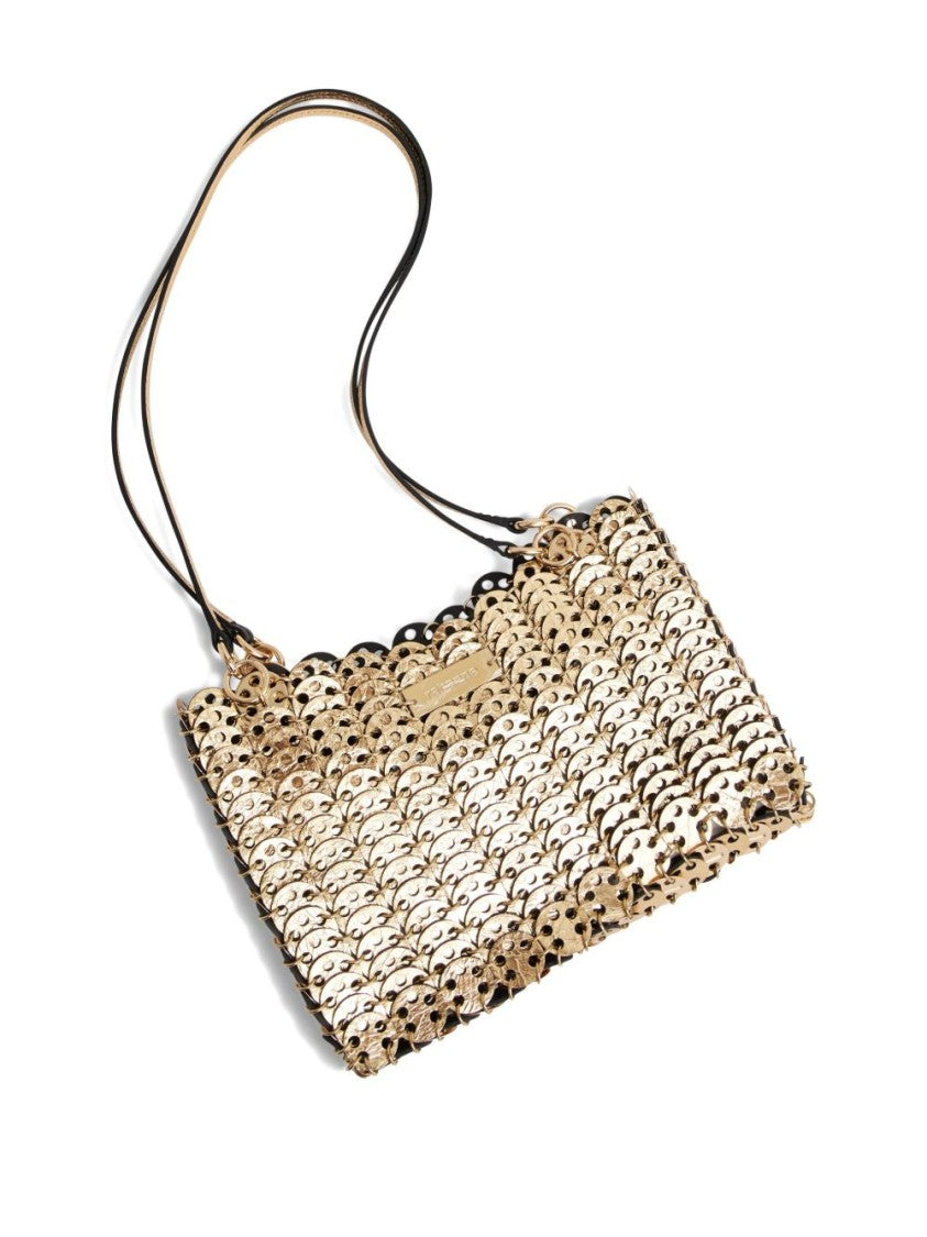 Rabanne Woven Black Leather Shoulder Bag