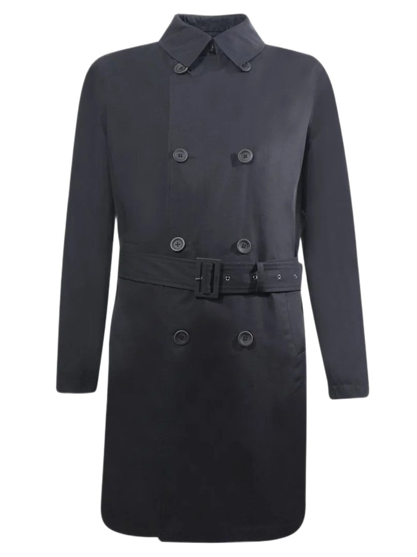 Herno Double-Breasted Trench Coat With Structured Collar And Waist Belt