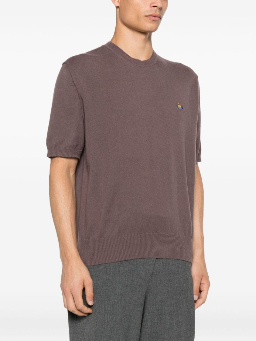 Vivienne Westwood Short-Sleeved Brown Sweatshirt With Logo Embroidery
