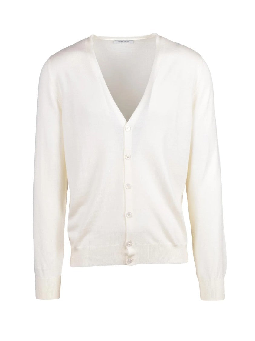 Gran Sasso White Virgin Wool Cardigan