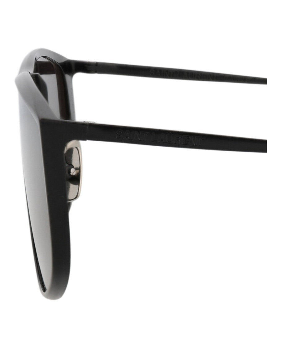 Saint Laurent Shield-Frame Black Metal Sunglasses