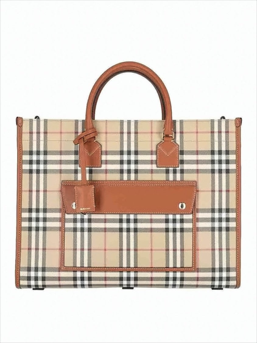Burberry Check Pattern Tote Bag