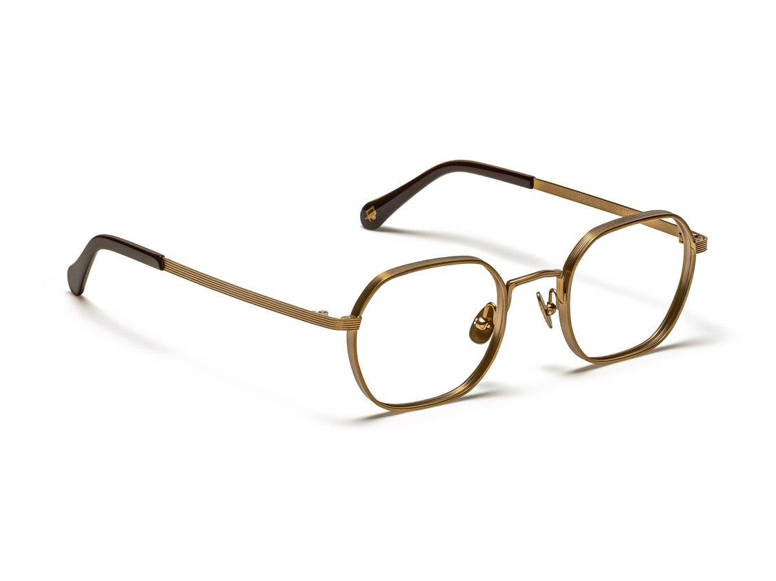 Moscot Gold Or-Utz-O Hexagonal Metal Eyeglasses