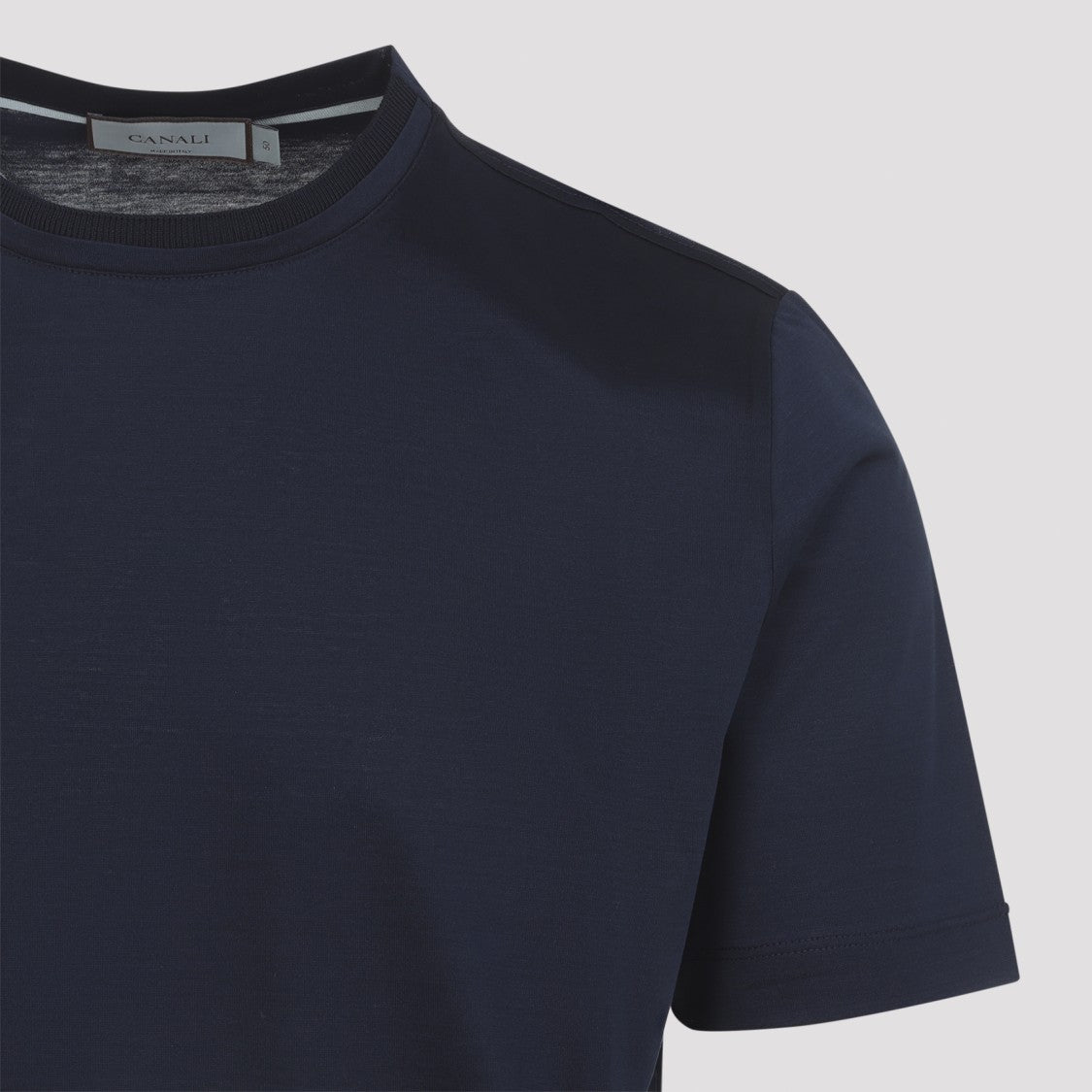 Canali Relaxed Fit Crew Neck T-Shirt In Soft Blue Cotton