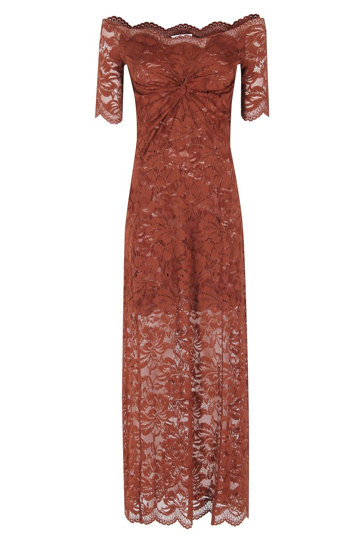 Rabanne Cinnamon Brown Lace Midi Dress