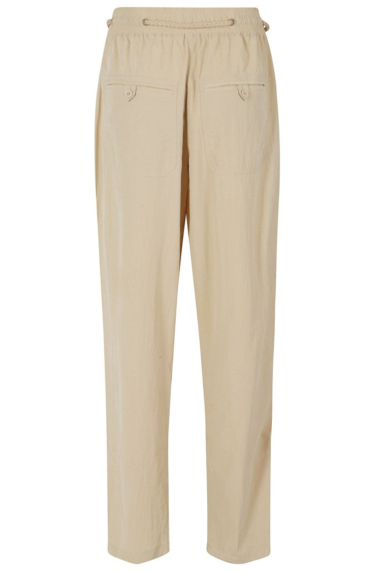 Isabel Marant Beige Falcona Gd Drawstring-Waist Straight-Leg Tencel-Blend Pants