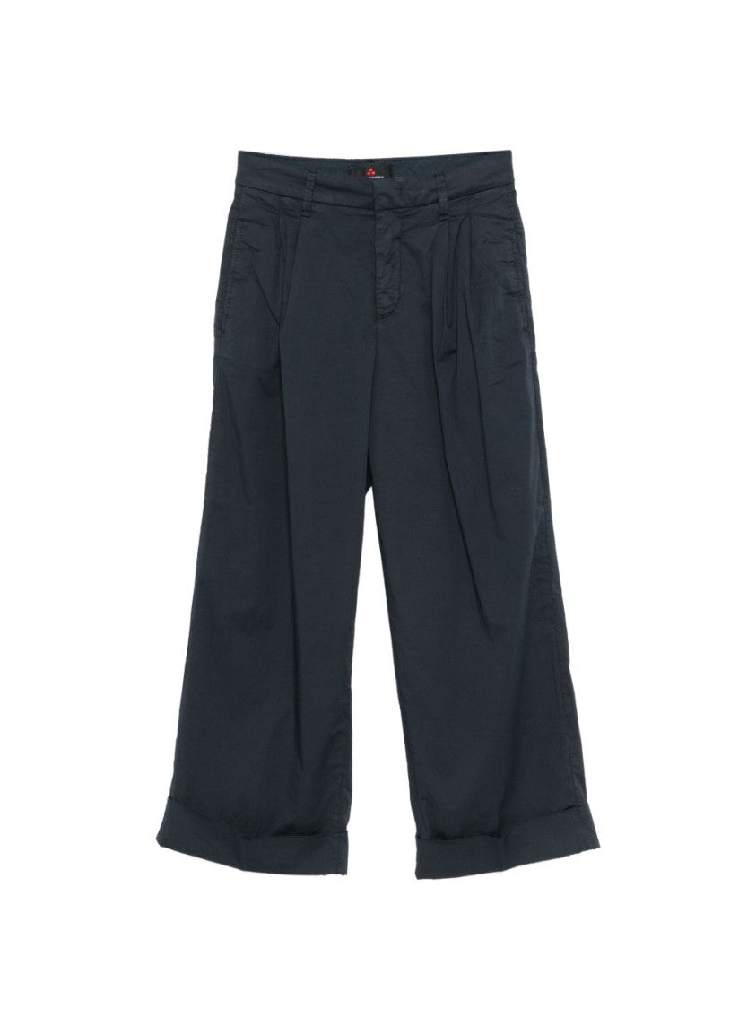 Peuterey Wide-Leg Cropped Pants With High Waist And Cuffed Hem