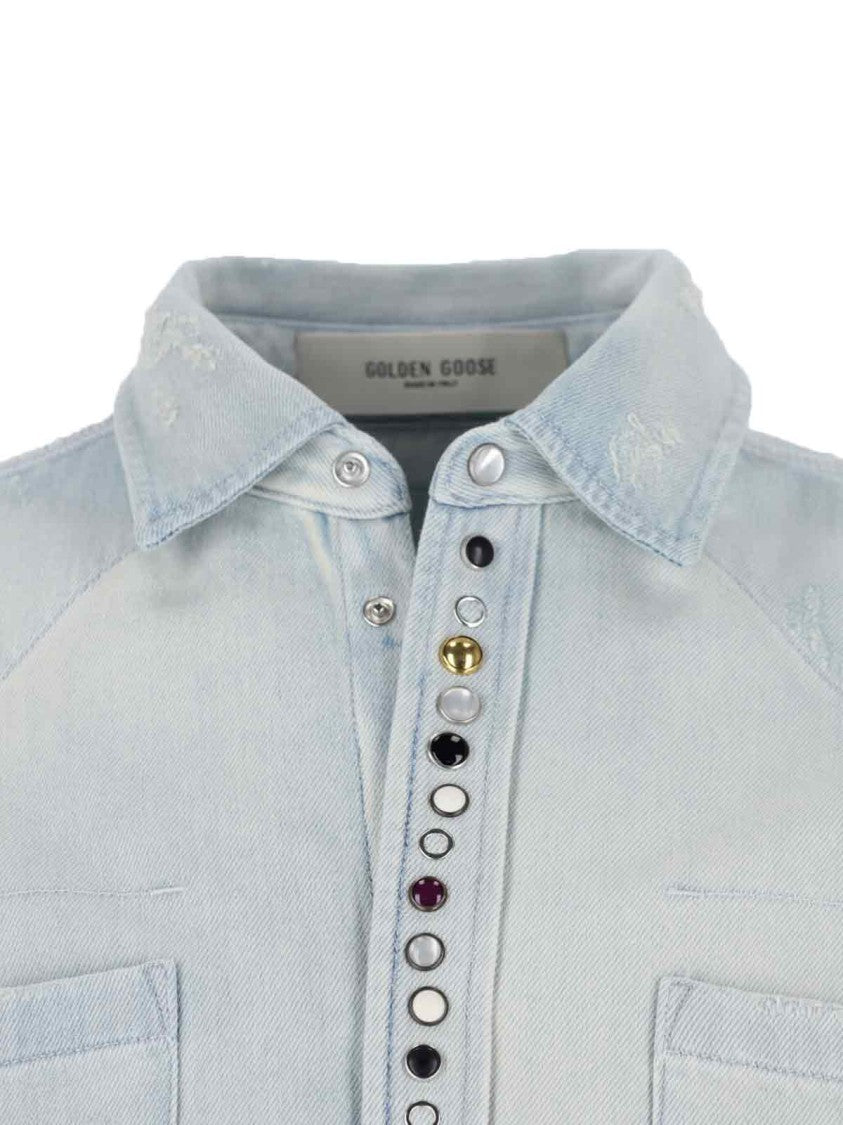 Golden Goose Denim Shirt With Studs – Blue