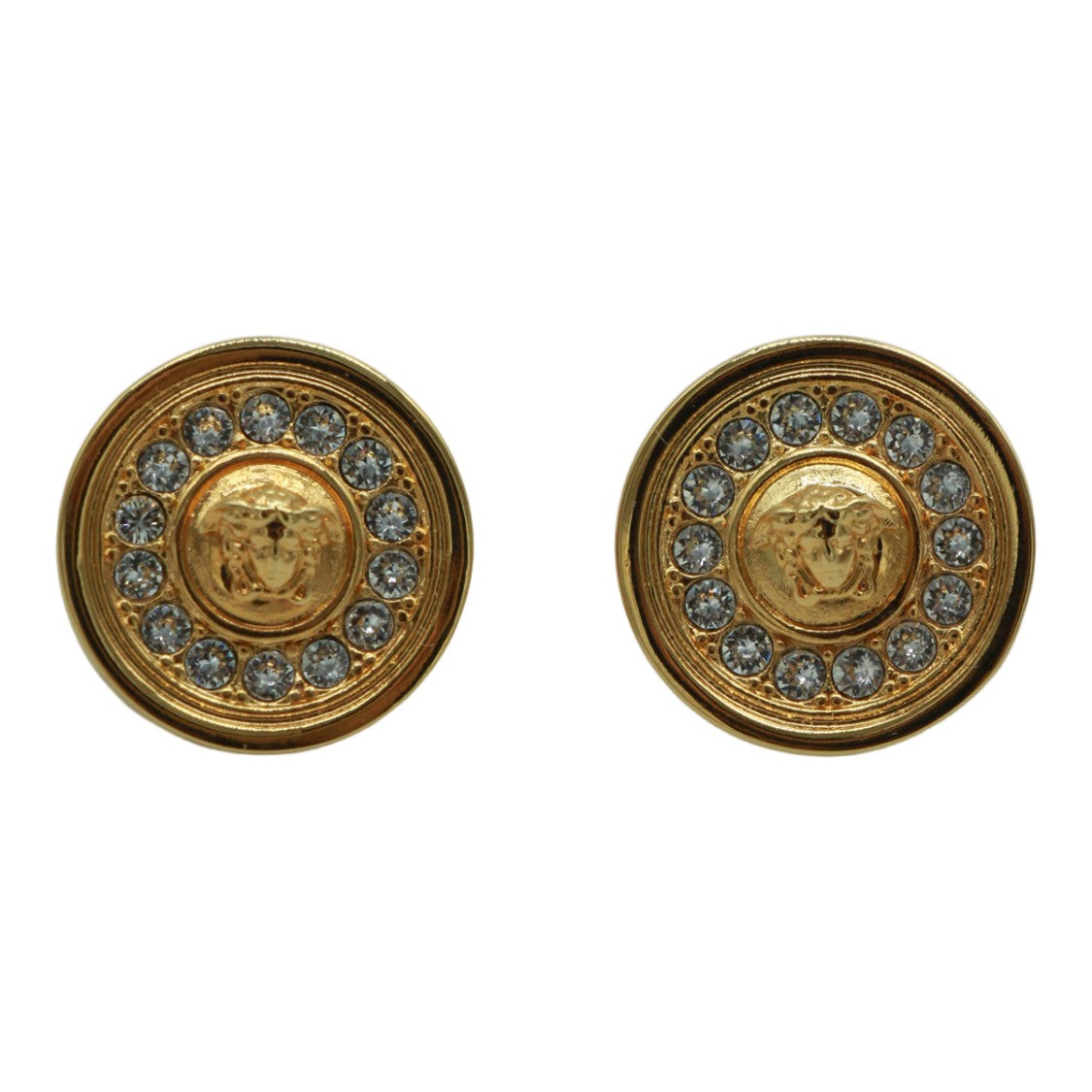 Versace Gold-Tone Round Stud Earrings With Medusa Detail