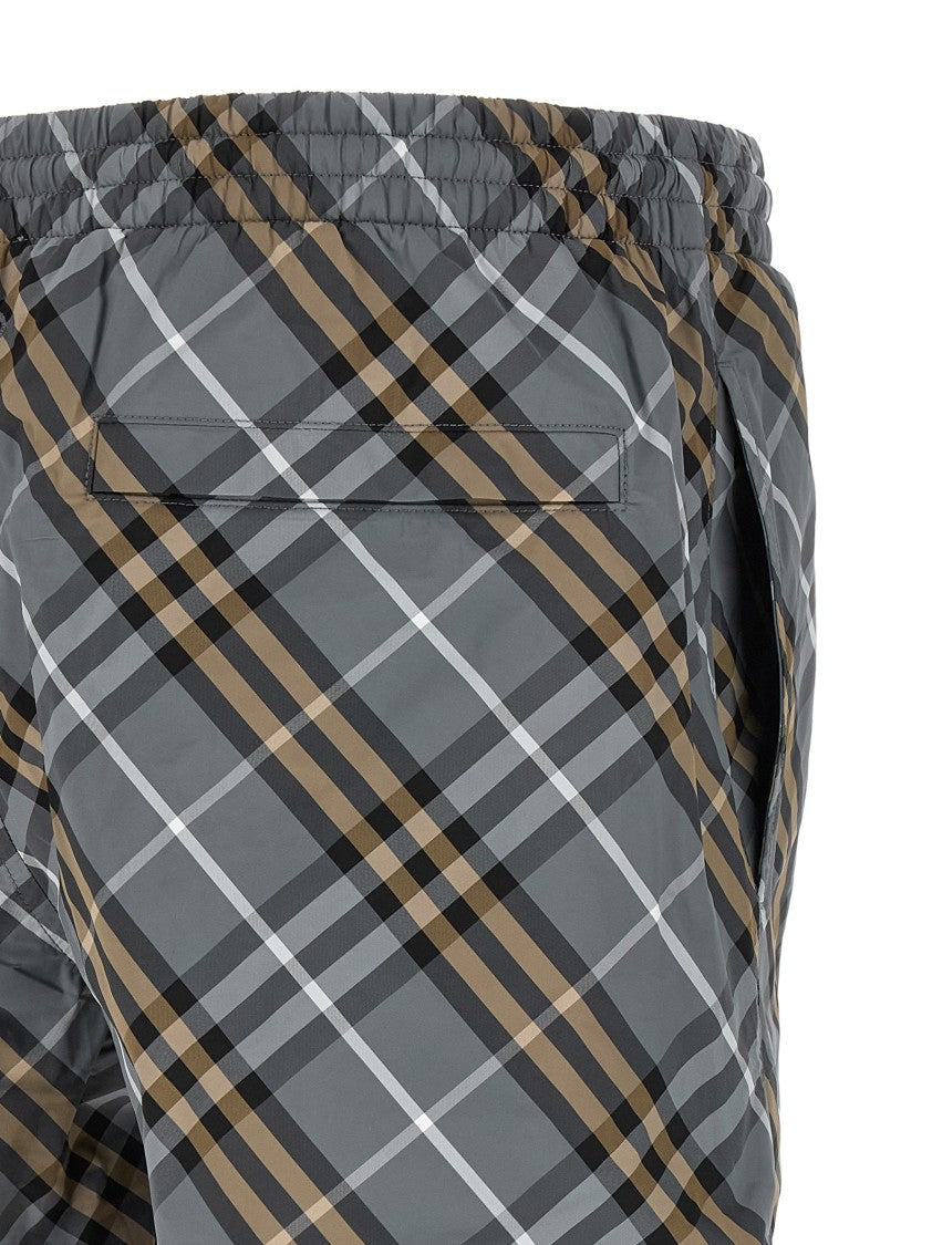 Burberry Check-Print Nylon Swim Shorts With Adjustable Drawstring