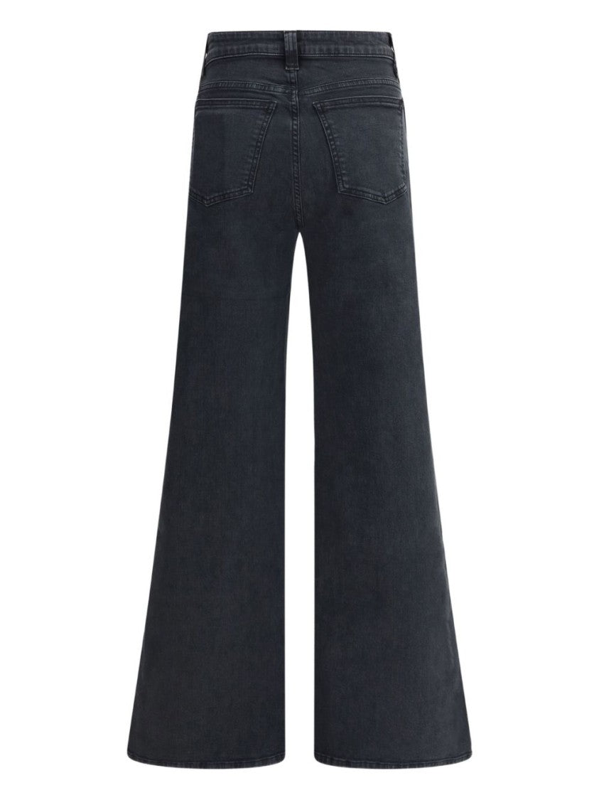 Khaite High-Waisted Wide-Leg Jeans In Washed Black Denim
