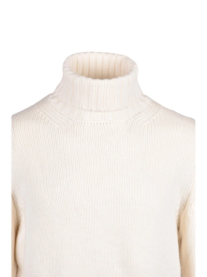 Heritage White Wool-Cashmere High-Neck Sweater
