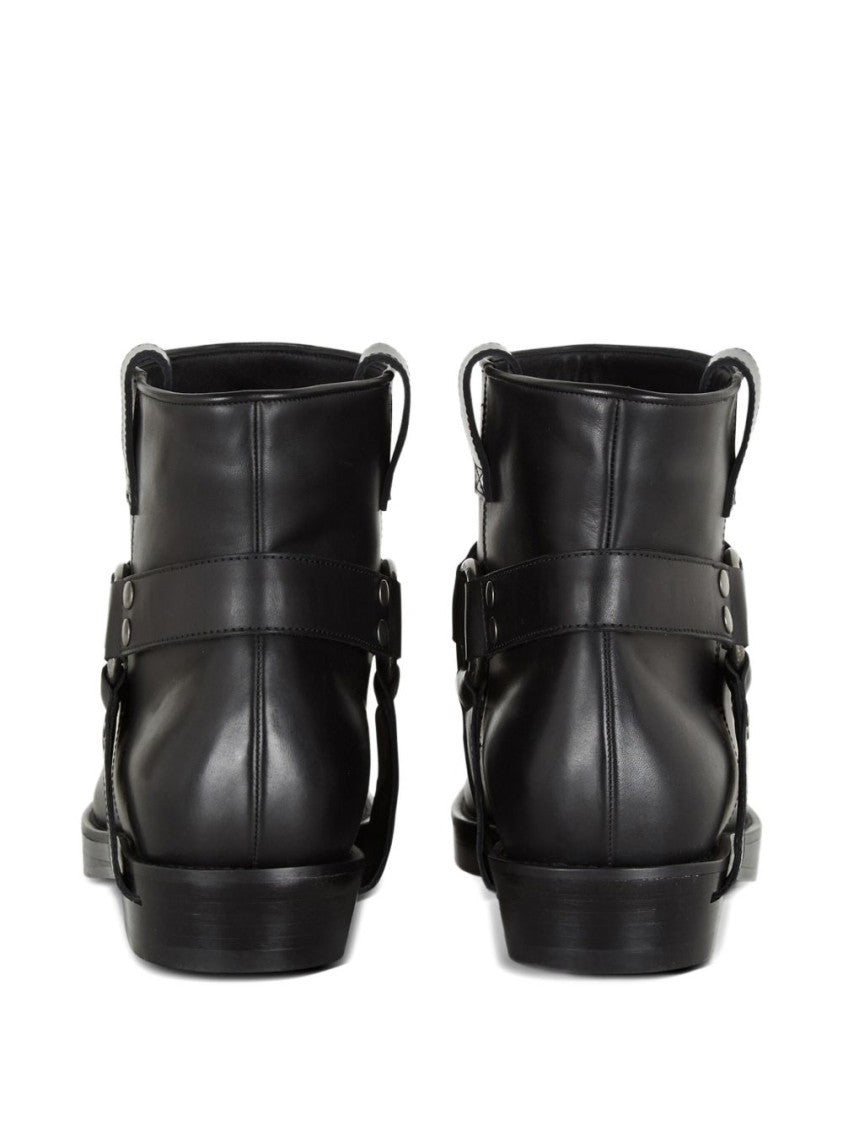 Balmain Black Double Pull Tab Square Boots