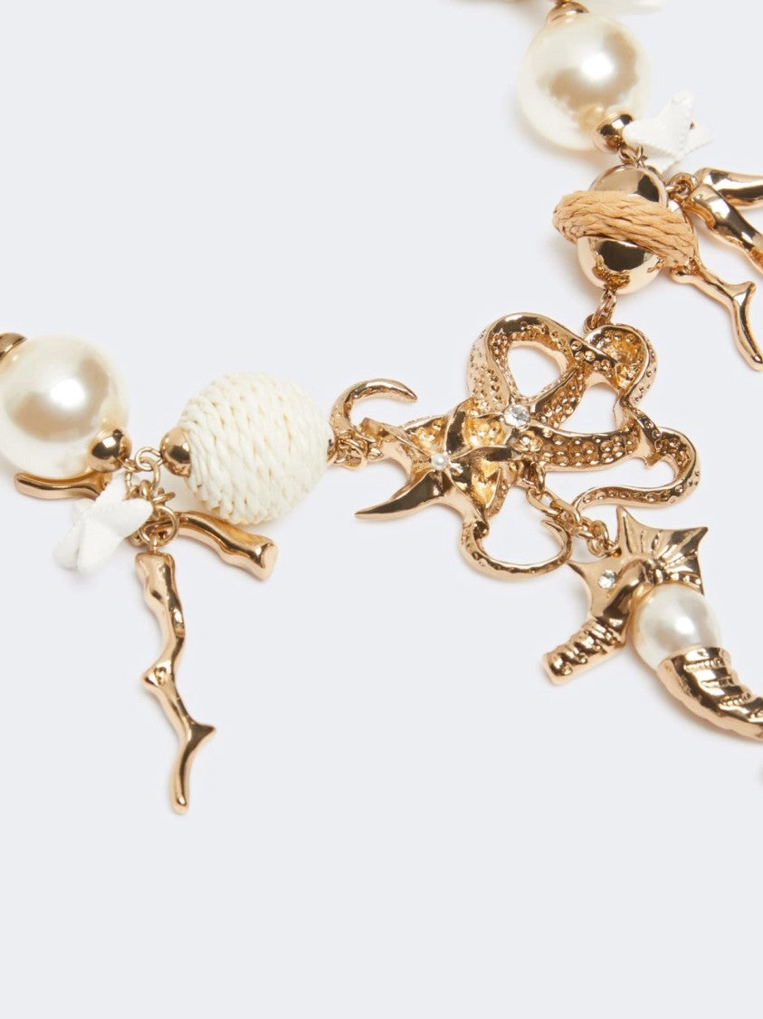 Max Mara Statement Necklace With Coral-Inspired Gold Elements