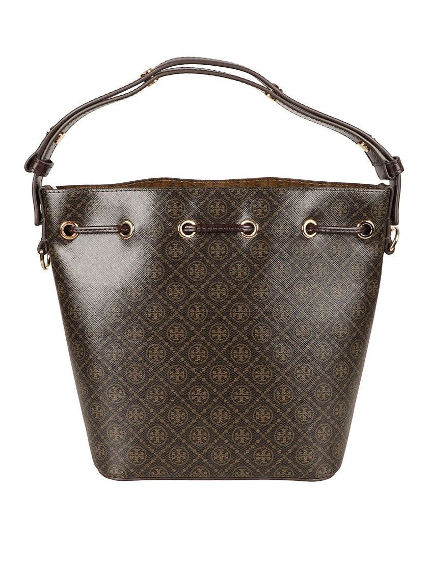 Tory Burch Structured Bucket Bag With Geometric Pattern