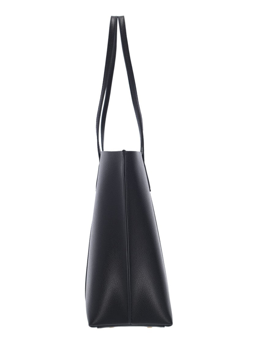 Tory Burch Smooth Black Calf Leather Tote Bag