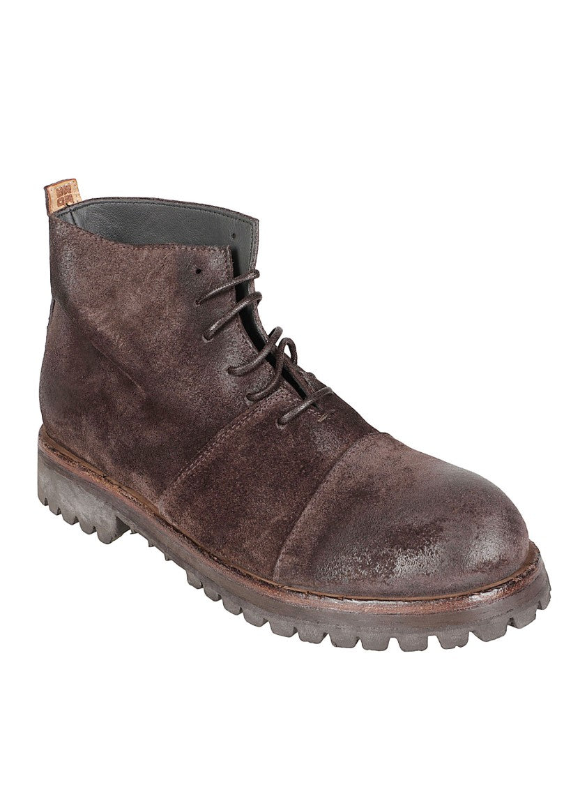 Moma Rugged Low Boots With Distressed Calf Leather Upper