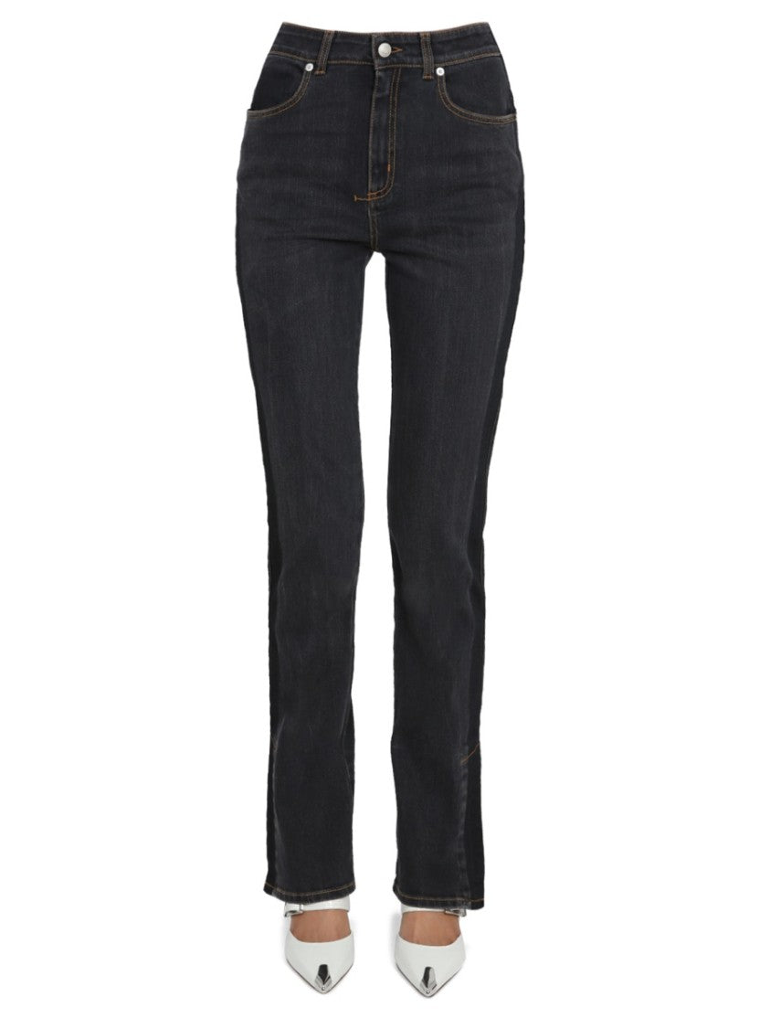 Alexander Mcqueen High-Waisted Wide-Leg Jeans With Contrast Stitching