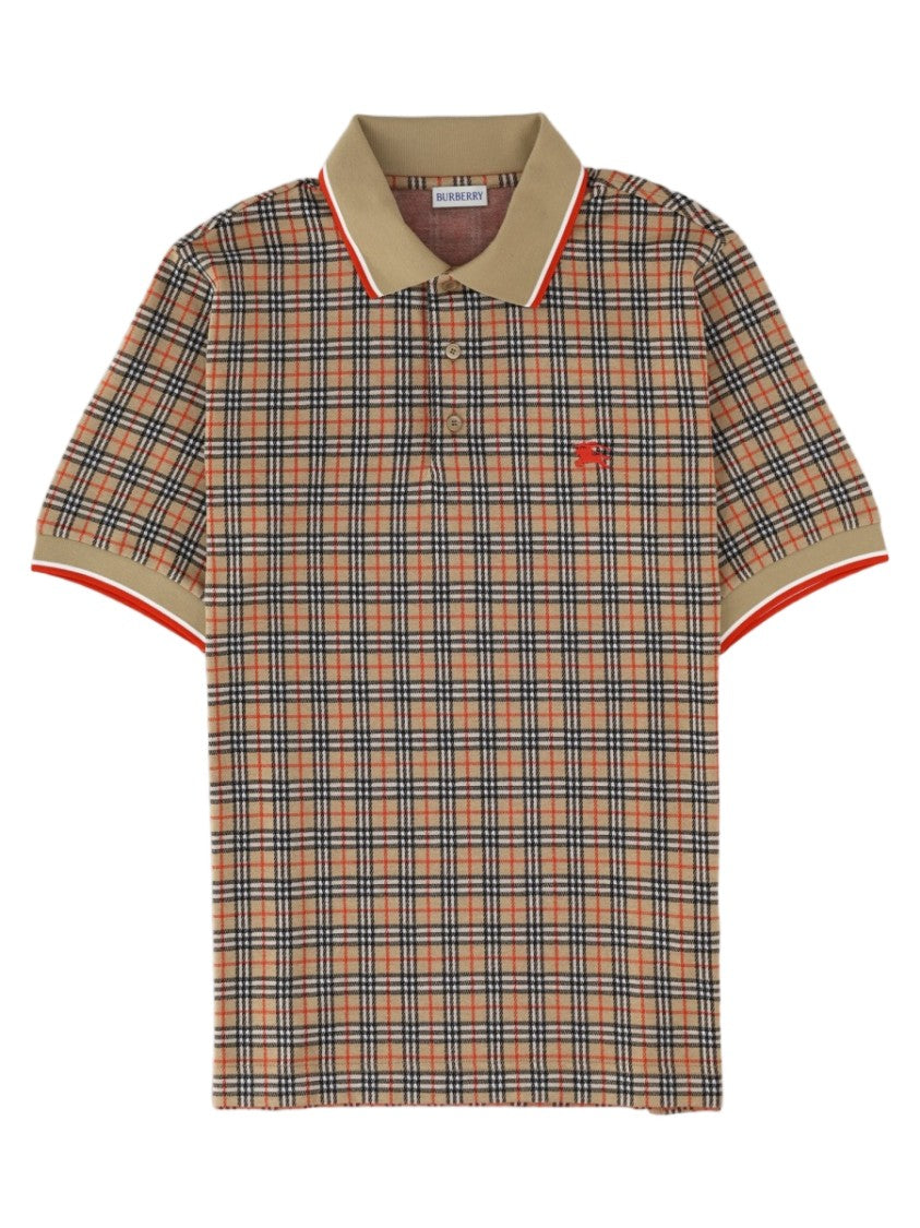 Burberry Multicolour Checkered Embroidered Logo Viscose-Blend Polo Shirt