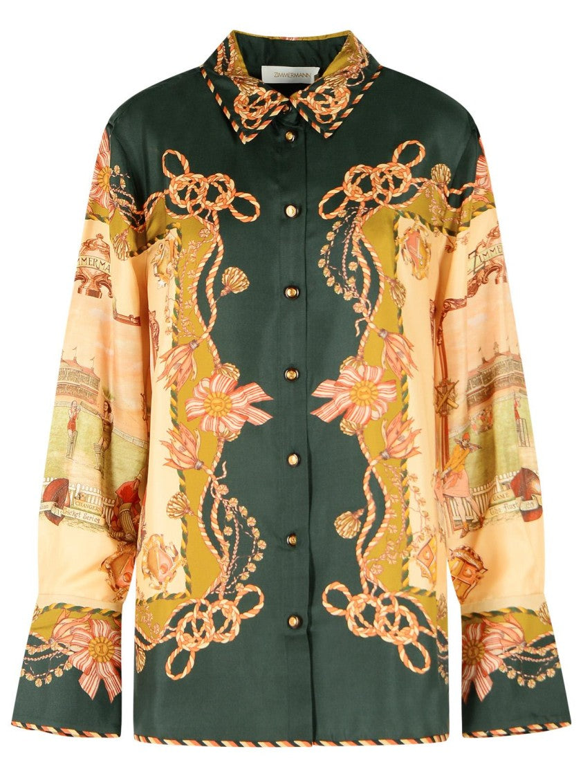 Zimmermann 'Valiant' Green Silk Shirt