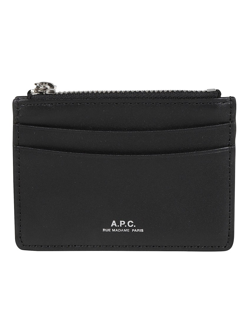 A.P.C. Black Leather Paris Credit Card Holder