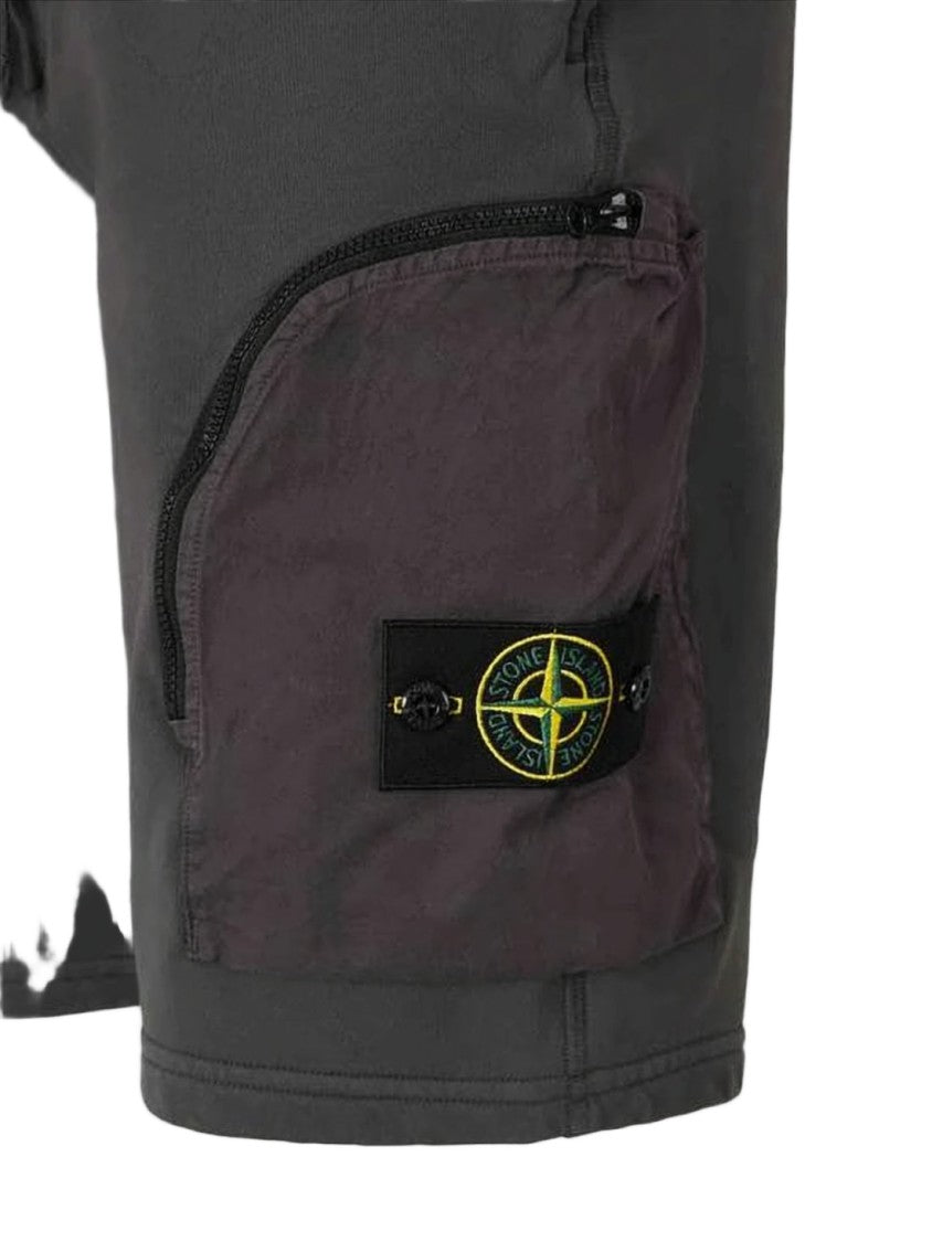 Stone Island Comfort-Fit Dark Grey Cotton Shorts