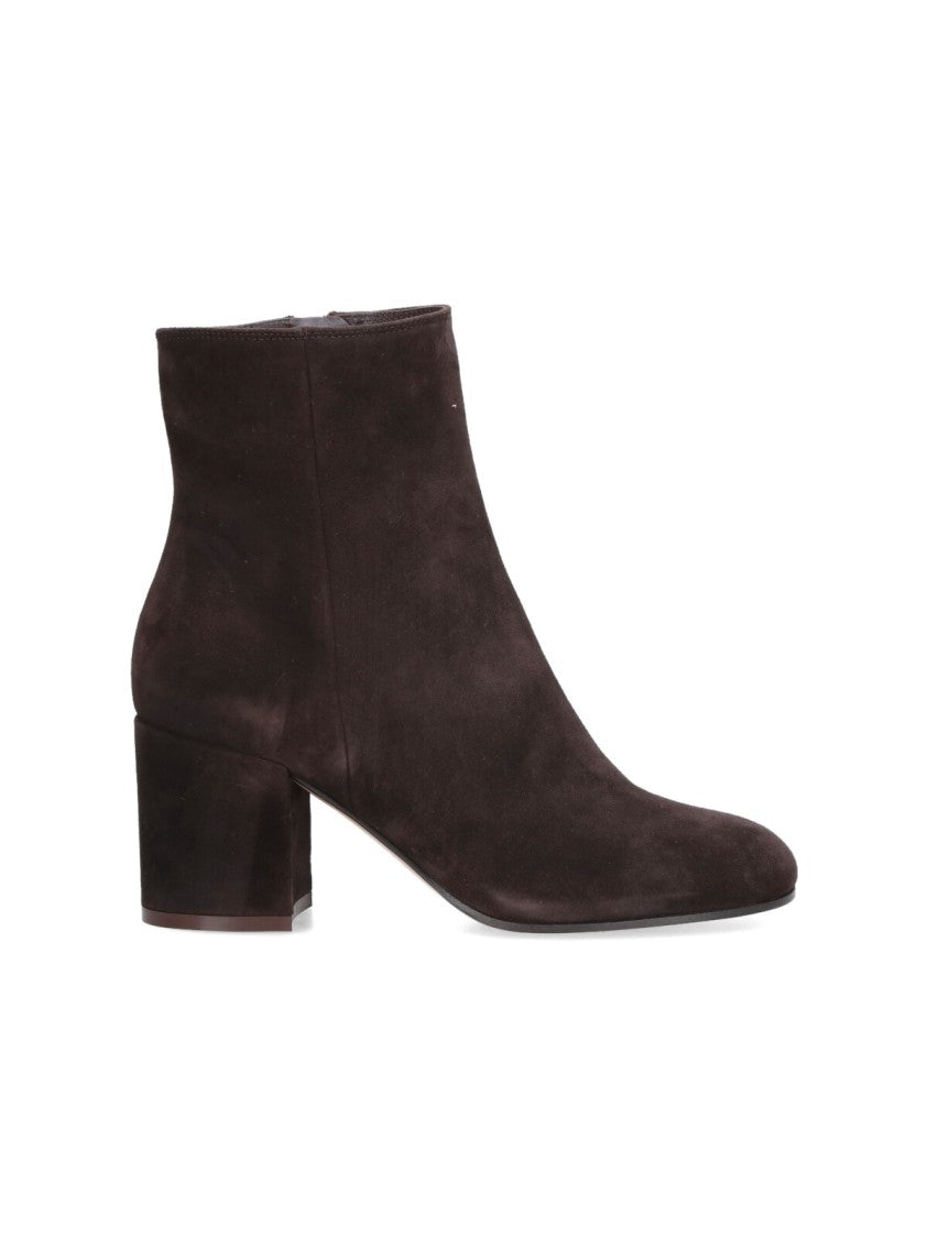 Gianvito Rossi Suede Ankle Boots With Rounded Toe