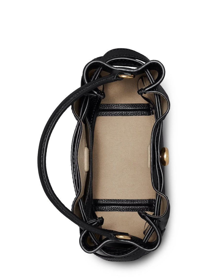 Tory Burch Textured Leather Mini Bucket Bag With Gathered Top