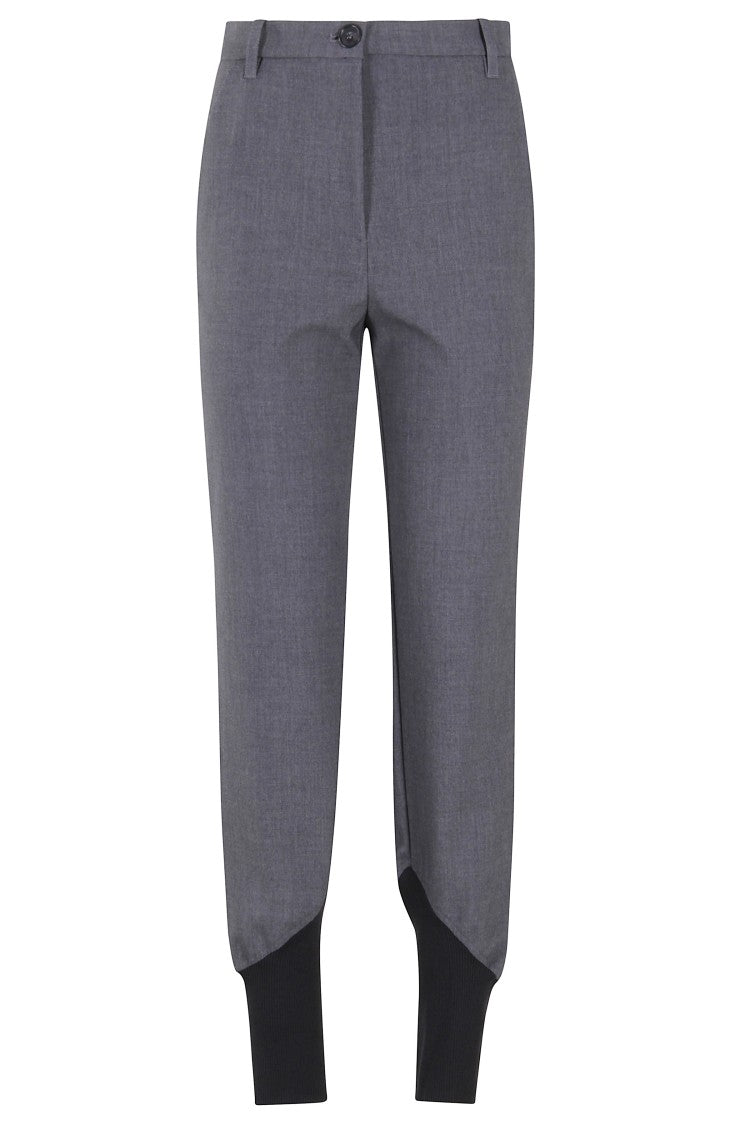 Pinko Straight Leg Pants With Ribbed Knit