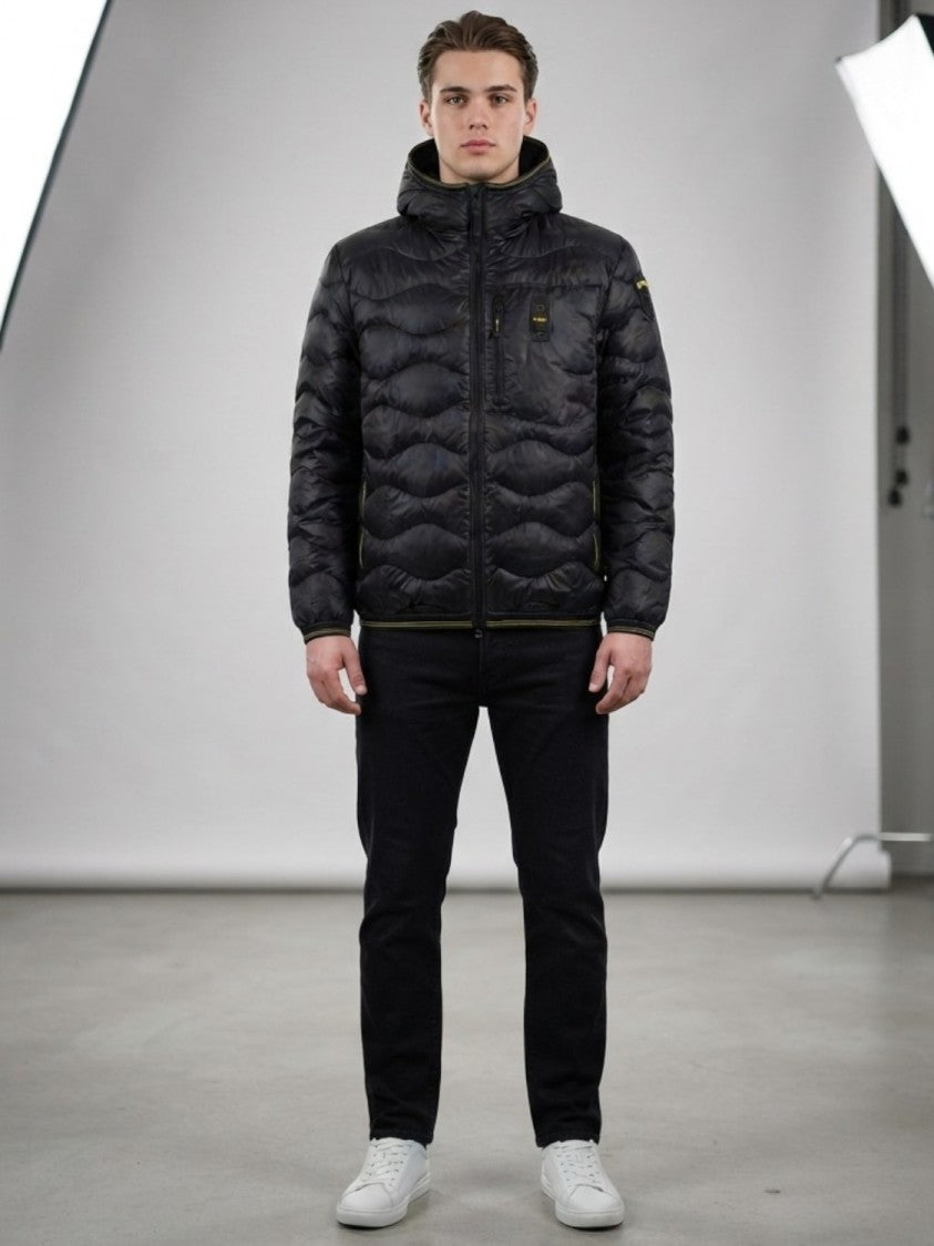 Blauer Black High-Collar Quilted Padded Jacket