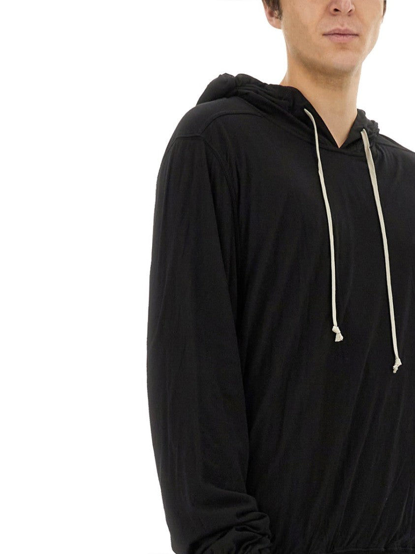 Drkshdw By Rick Owens Relaxed Fit Black Hoodie With Drawstring Hood