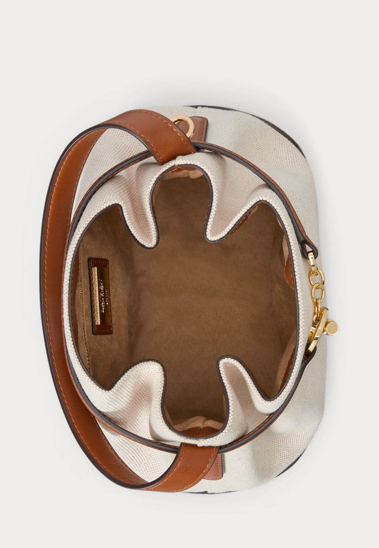 Lauren Ralph Lauren Structured Handbag With Textured Fabric And Leather Accents